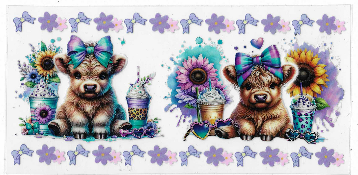 Turquoise/Purple Bow Cow
