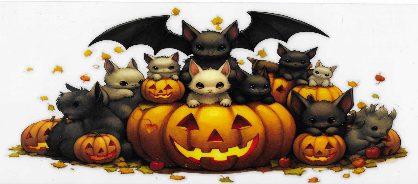 Pumpkin Kitties With Bats