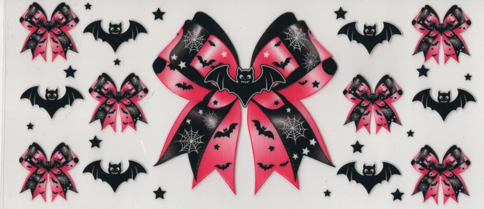 Pink & Black Bows With Bats