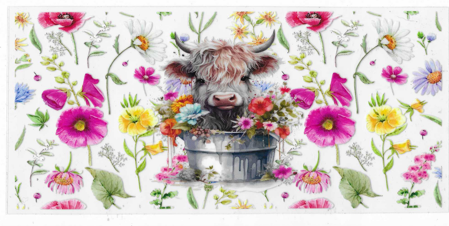 Spring Flowers With Cow