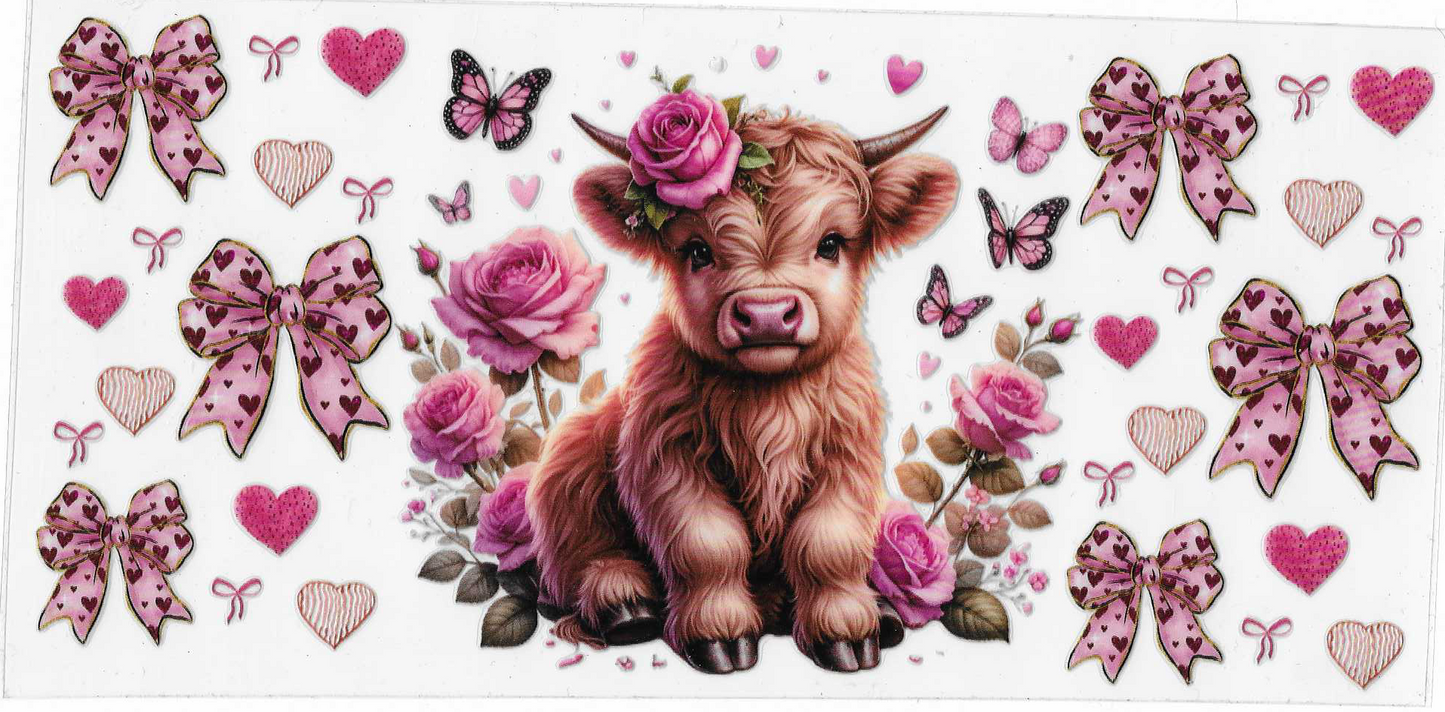 Pink Cow With Roses & Bows