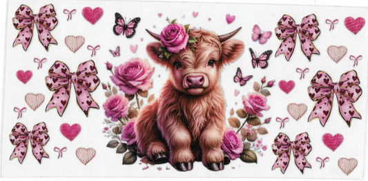 Pink Cow With Roses & Bows