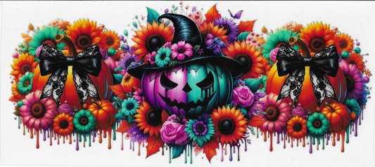 Purple & Teal Pumpkin With Bows