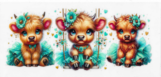 Turquoise Cow On Swing