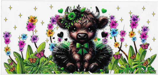 Green Cow With Bows & Flowers
