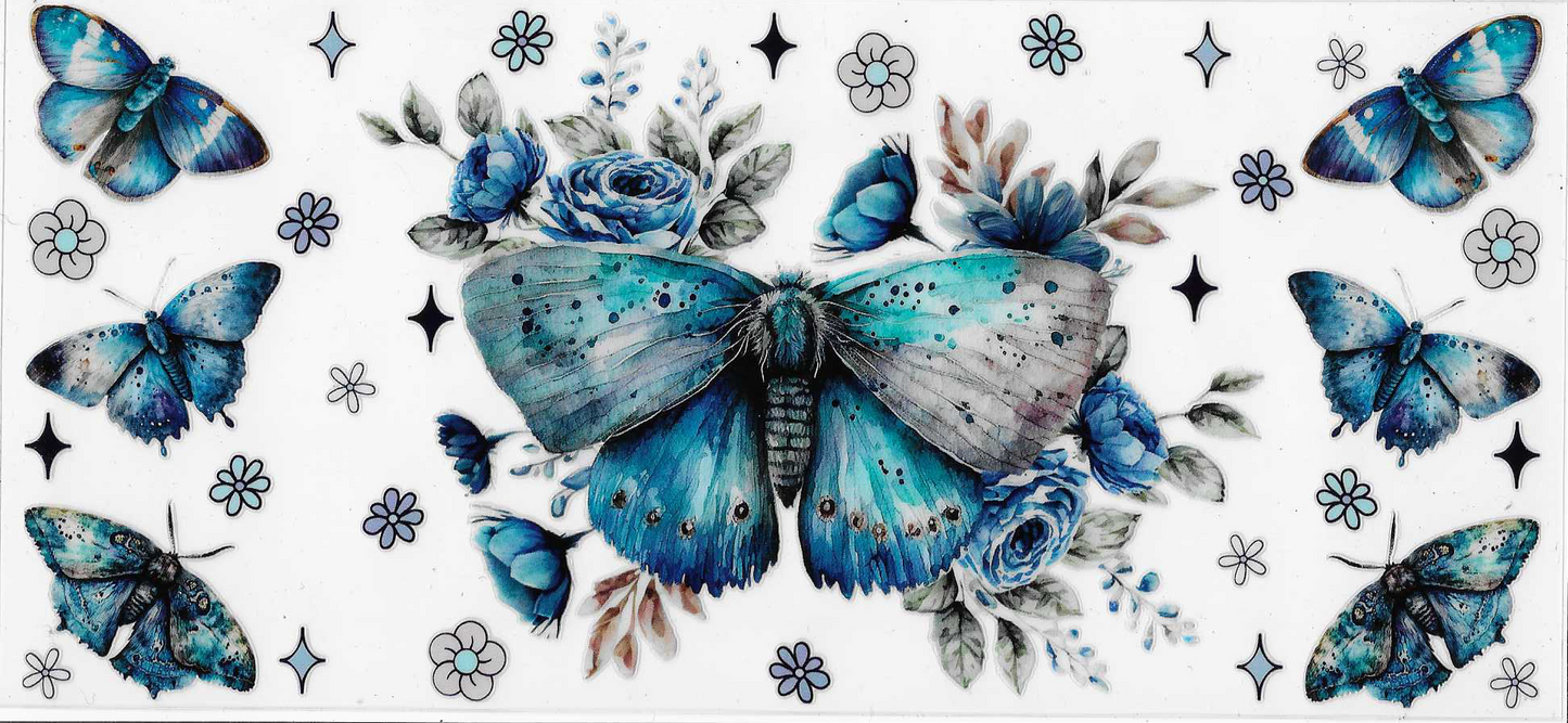 Blue Butterfly With Flowers