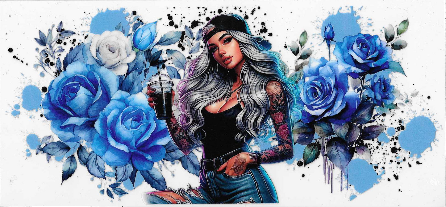 Girl With Blue Flowers