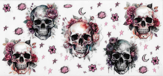 Skull Pink Flowers