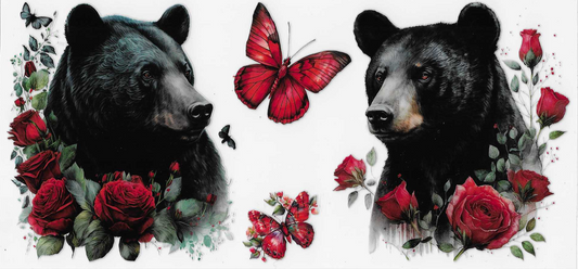 Bear With Flowers & Butterfly
