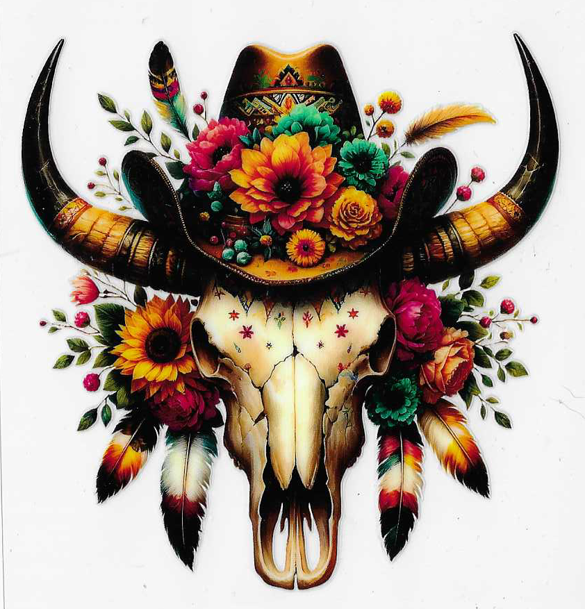 Bull With Hat & Flowers