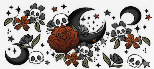 Skullie & Moon With Flower