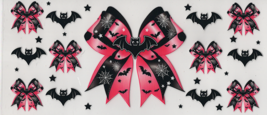 Pink & Black Bows With Bats
